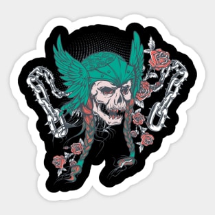 Skull with roses Sticker